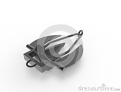 3d rendering of a metal anchor isolated in white studio background Stock Photo