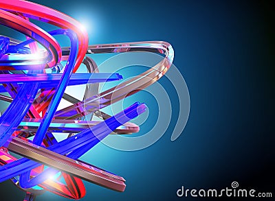 3D rendering Metal chrome red, blue, beauty Shiny reflection Stock Photo