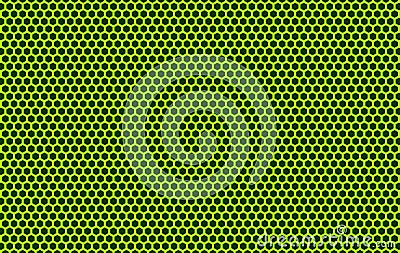 3d rendering. Metal Green hexagon shape line pattern mesh on black wall background. Stock Photo