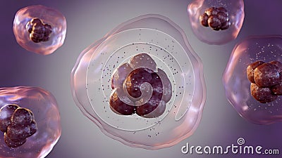3d rendering of a microscopic view of multiple cells Stock Photo