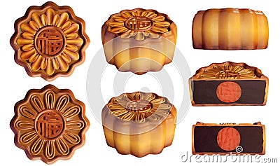 3D rendering Mid-Autumn Festival mooncakes Stock Photo