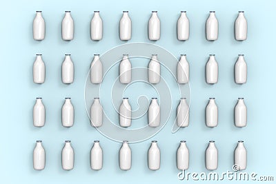 Milk bottles arranged in a pattern Stock Photo