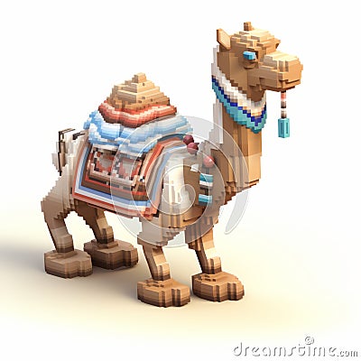 3d Rendering Of Minecraft Camel In Elaborate Beadwork Style Stock Photo