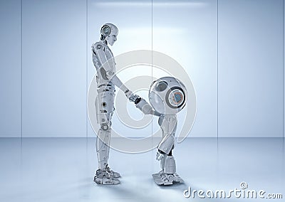 Robot hand shake Stock Photo