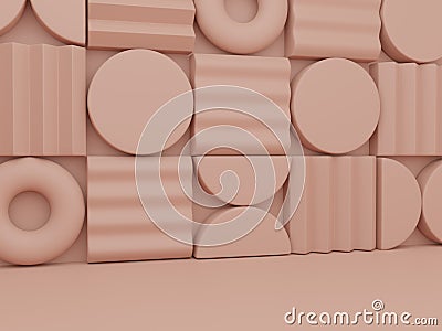 3D Rendering Minimal Abstract Jigsaw or Puzzle Blocks Product Display Background or Pattern for Beauty, Health Care or Trendy Stock Photo