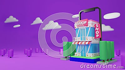3d rendering Mobile Application., shopping All time concept Stock Photo