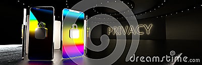 Copyspace data privacy for a mobile device to secure and encrypt sensitive information on devices with data minimization Stock Photo