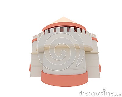 3d rendering model of modern minimalist orange castle architecture building Stock Photo