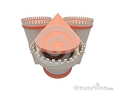 3d rendering model of modern minimalist orange castle architecture building Stock Photo