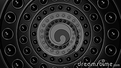 3d rendering. modern black sphere circle plat tunnel wall background Stock Photo