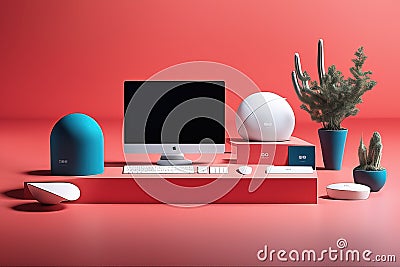 3 d rendering of modern computer mouse with laptop on a table3 d rendering of modern computer mouse Stock Photo