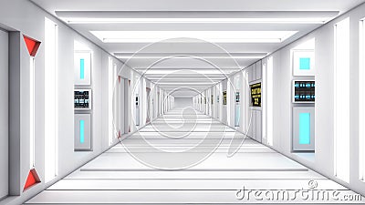 Modern and futuristic spaceship corridor Stock Photo