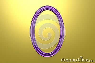 3d rendering of modern hanging purple color photo frame on a ye Stock Photo