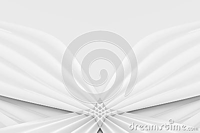 3d rendering. modern light white curve waving ribbon pattern wall background. Stock Photo