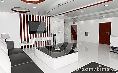 3D Rendering Modern Living Room Stock Photo