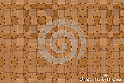 3d rendering. modern weaving wood square grid tiles wall background. Stock Photo