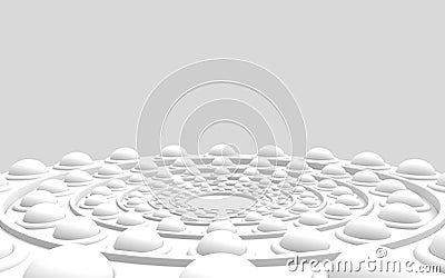 3d rendering. modern white sphere circle plat floor on gray wall background Stock Photo