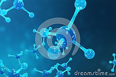 3D rendering molecules. Atoms bacgkround. Medical background for banner or flyer. Molecular structure at the atomic Stock Photo