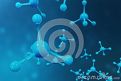 3D rendering molecules. Atoms bacgkround. Medical background for banner or flyer. Molecular structure at the atomic Stock Photo