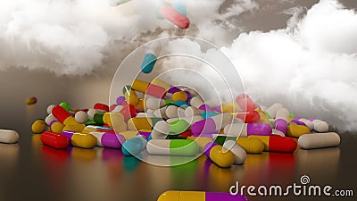 3D rendering multicolored medical pills Stock Photo