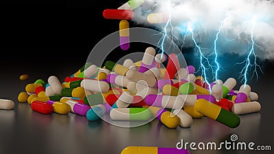 3D rendering multicolored medical pills Stock Photo