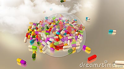 3D rendering multicolored medical pills Stock Photo