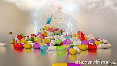 3D rendering multicolored medical pills Stock Photo