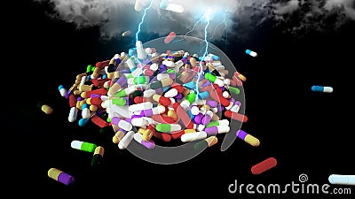3D rendering multicolored medical pills Stock Photo