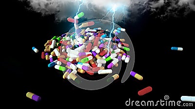 3D rendering multicolored medical pills Stock Photo