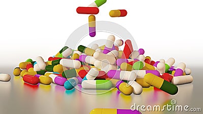 3D rendering multicolored medical pills Stock Photo