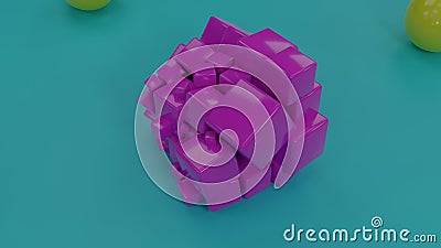 3d rendering of multiple cubes of different sizes and the same color. Stock Photo