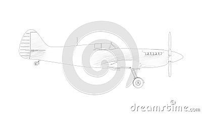 3d rendering multiple technical drawing views of a Spitfire Stock Photo