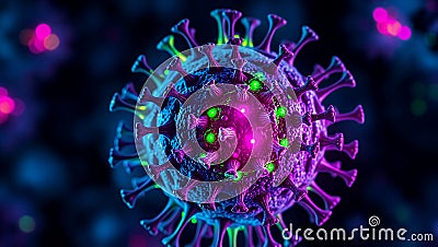 3D rendering of a mutating virus, captured at the nanoscale level Stock Photo