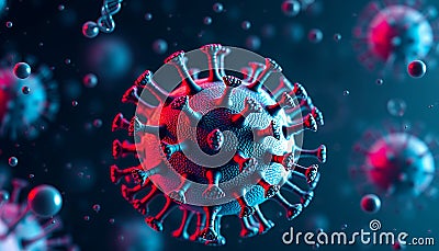 3D rendering of a mutating virus, captured at the nanoscale level Stock Photo