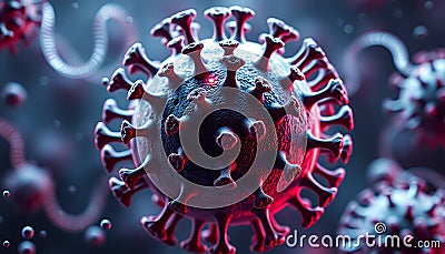 3D rendering of a mutating virus, captured at the nanoscale level Stock Photo