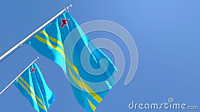 3D rendering of the national flag of Aruba waving in the wind Stock Photo