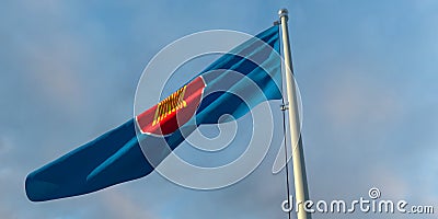 3d rendering of the national flag of the ASEAN Editorial Stock Photo