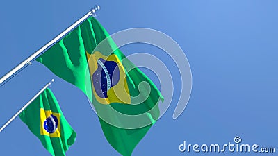 3D rendering of the national flag of Brazil waving in the wind Stock Photo