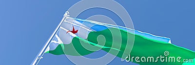 3D rendering of the national flag of Djibouti waving in the wind Stock Photo