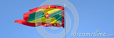 3D rendering of the national flag of Grenada waving in the wind Stock Photo