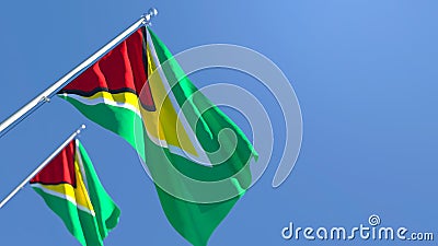 3D rendering of the national flag of Guyana waving in the wind Stock Photo