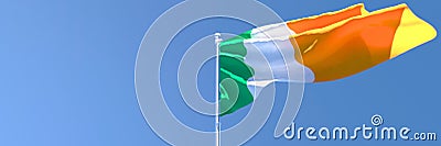 3D rendering of the national flag of Ireland waving in the wind Stock Photo