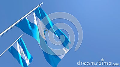 3D rendering of the national flag of Nicaragua waving in the wind Stock Photo