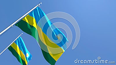3D rendering of the national flag of Rwanda waving in the wind Stock Photo