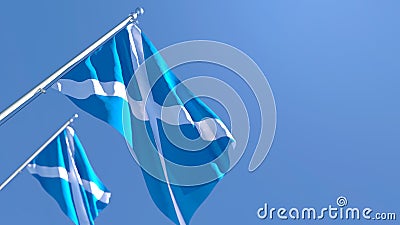 3D rendering of the national flag of Scotland waving in the wind Stock Photo