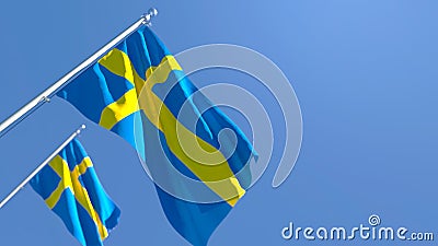 3D rendering of the national flag of Sweden waving in the wind Stock Photo