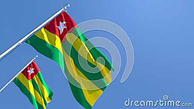 3D rendering of the national flag of Togo waving in the wind Stock Photo