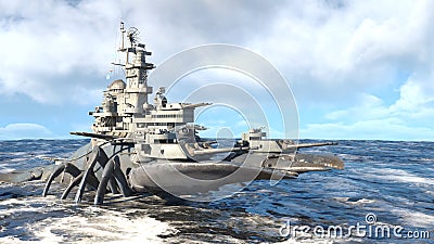 3D rendering of the naval ship Stock Photo