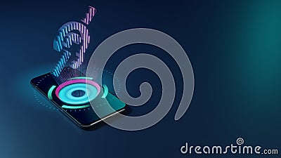 3D rendering neon holographic phone symbol of deaf icon on dark background Stock Photo