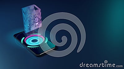 3D rendering neon holographic phone symbol of diploma icon on dark background Stock Photo